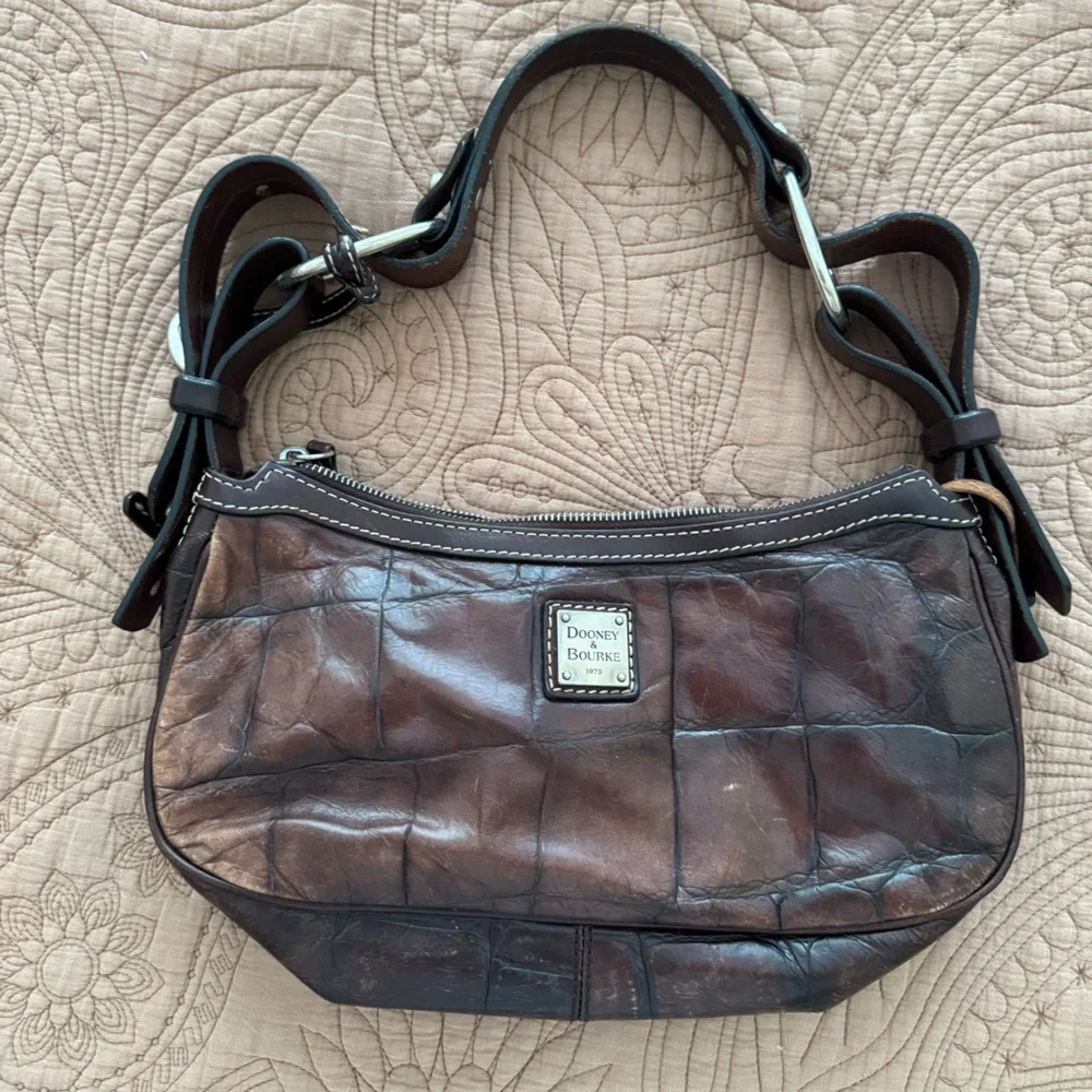 Dooney And Bourke Croc Embossed Hobo Shoulder - Picture 14 of 15